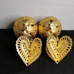Germany Eckartina Gold Filigree Christmas Ornaments.